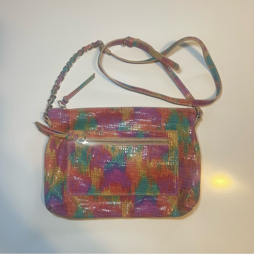 MARMI Leather Rainbow Shoulder Crossbody Bag Multi Color Gold Chain Maximalist